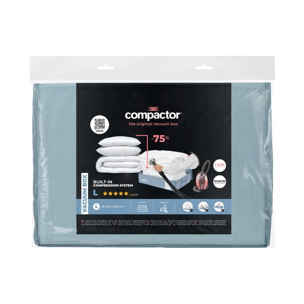 Vakuuma plastmasas uzglabāšanas kaste zem gultas 65x45x15,5 cm Blue Edition – Compactor-image-4