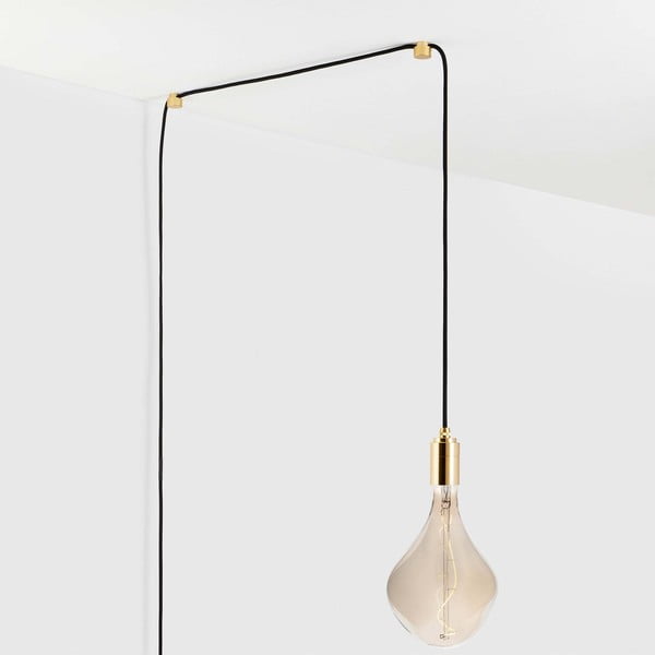 Melna/zelta krāsas piekaramā lampa ø 4 cm Plug & Play – tala-image-3