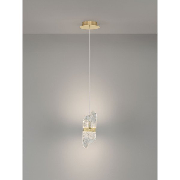 Misiņa krāsas metāla LED piekaramā lampa ar regulējamu spilgtumu ar stikla abažūru ø 14 cm Lucien – Nova Luce-image-4