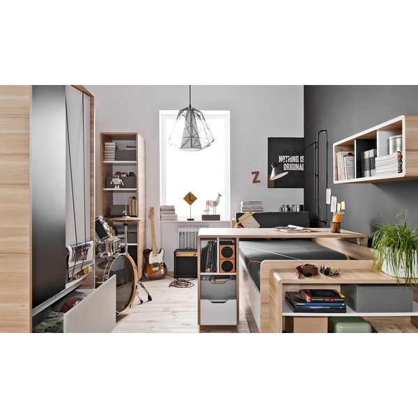 Vienvietīga gulta ar baltām un pelēkām detaļām Vox Evolve, 90 x 200 cm-image-4