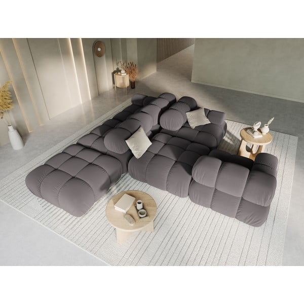 Tumši pelēks samta dīvāns 282 cm Bellis – Micadoni Home-image-1