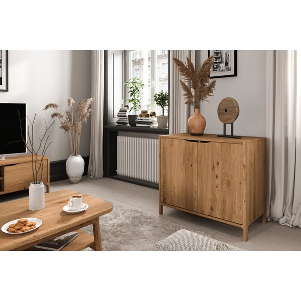 Dabīga toņa ozola masīvkoka skapītis 95x80 cm Twig – The Beds-image-1