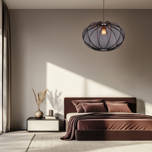 Melna piekaramā lampa ar auduma abažūru ø 60 cm Mellow – Candellux Lighting-image-2