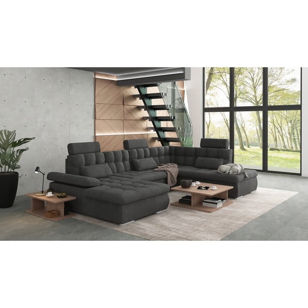 Antracīta pelēks salokāms stūra dīvāns ar uzglabāšanas vietu (ar labo stūri/U veida) Merkur – Ropez-image-3