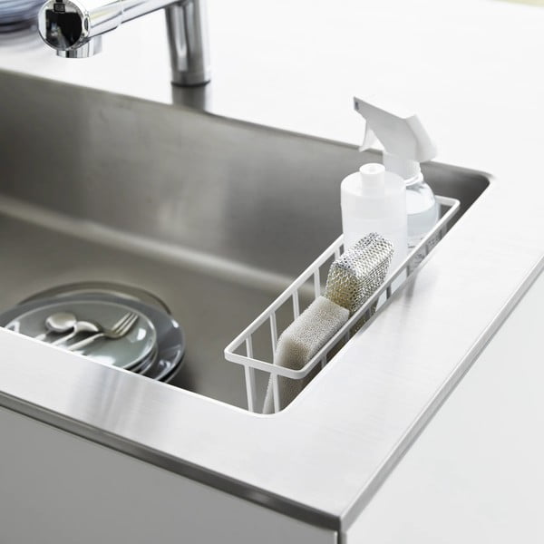 Balts metāla mazgāšanas līdzekļu turētājs ar uzstādīšanu bez urbšanas Film Hook – YAMAZAKI-image-4