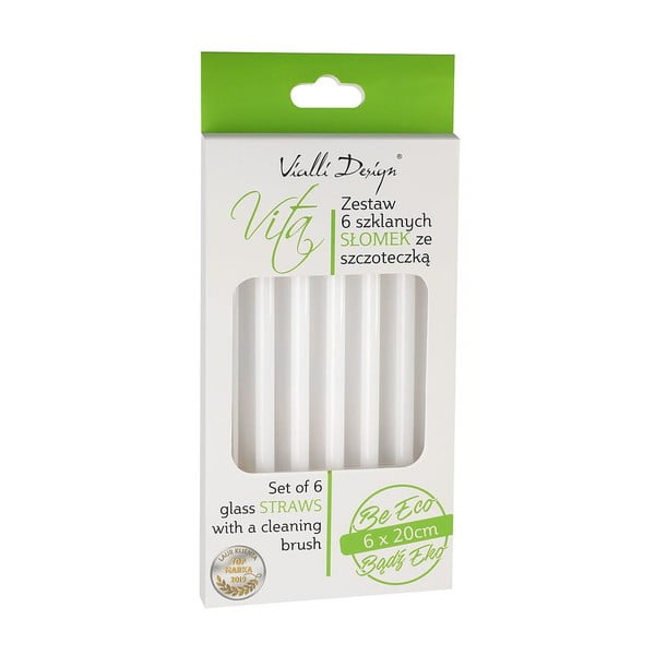 6 baltu stikla salmiņu komplekts Vialli Design, garums 20 cm-image-2