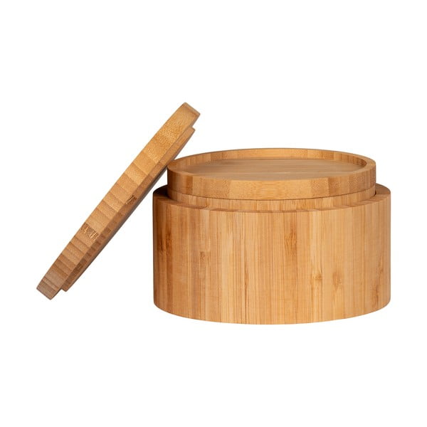 Dabīga toņa bambusa uzglabāšanas kastes (2 gab.) ar vāku/dekoratīvas ø 15x8 cm Chefalu – House Nordic-image-1