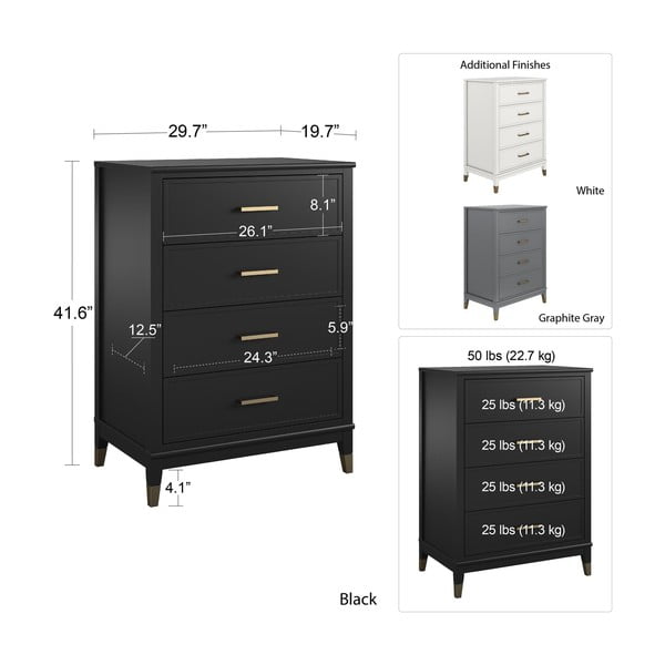 Melna kumode CosmoLiving by Cosmopolitan Westerleigh, 75 x 106 cm-image-4