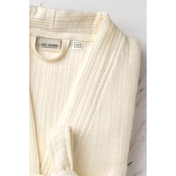 Krēmkrāsas muslīna halāts L/XL Kimono – Foutastic-image-2