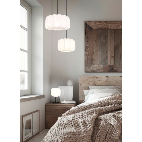 Balta/matēti melna metāla galda lampa ar auduma abažūru (augstums 30 cm) Madleine – Reality-image-2