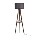 Melna/brūna stāvlampa ar plauktu ar auduma abažūru (augstums 154 cm) Sehbali Tripod – Opviq lights