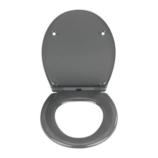 Tumši pelēks tualetes poda sēdeklis ar vieglu aizvēršanu Wenko Samos, 44,5 x 37,5 cm-image-1