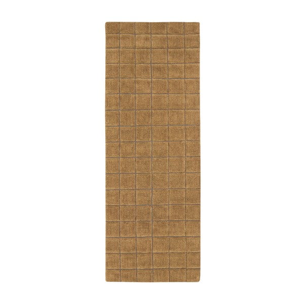 Okera dzeltens ar rokām darināts vilnas celiņa paklājs 80x230 cm Mosaic Ochre – Lorena Canals