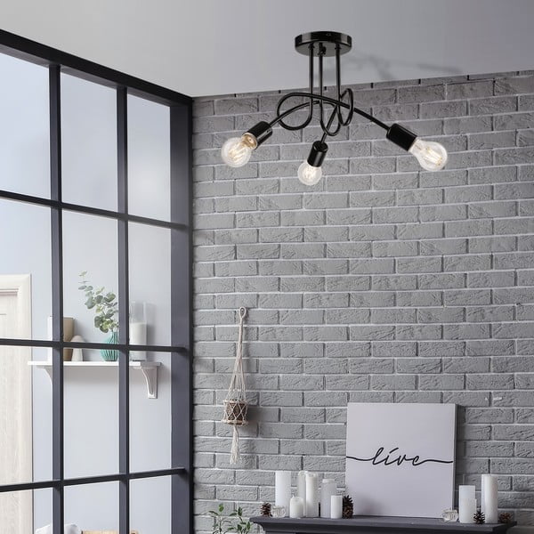 Melna griestu lampa bez abažūra 36x36 cm Camilla – LAMKUR-image-1