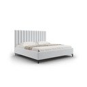 Gaiši pelēka polsterēta divvietīga gulta ar veļas kasti un redelēm 180x200 cm Casey – Mazzini Beds
