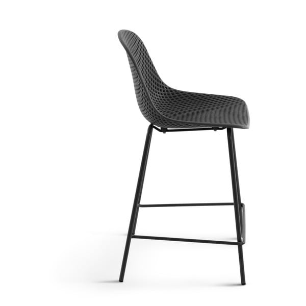 Tumši pelēks metāla/plastmasas dārza bāra krēsls Quinby – Kave Home-image-2