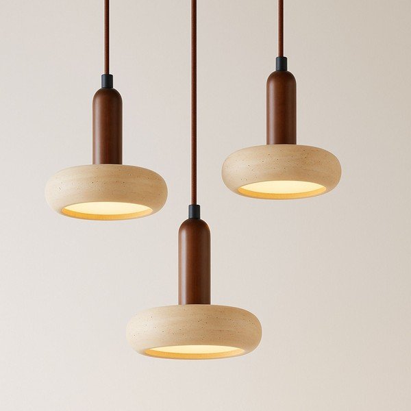 Brūna/bēša LED piekaramā lampa ar akmens abažūru ø 15 cm Karo – Opviq lights-image-2