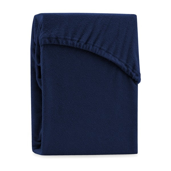 Tumši zils elastīgs palags ar augstu kokvilnas saturu AmeliaHome Ruby, 80/90 x 200 cm-image-2