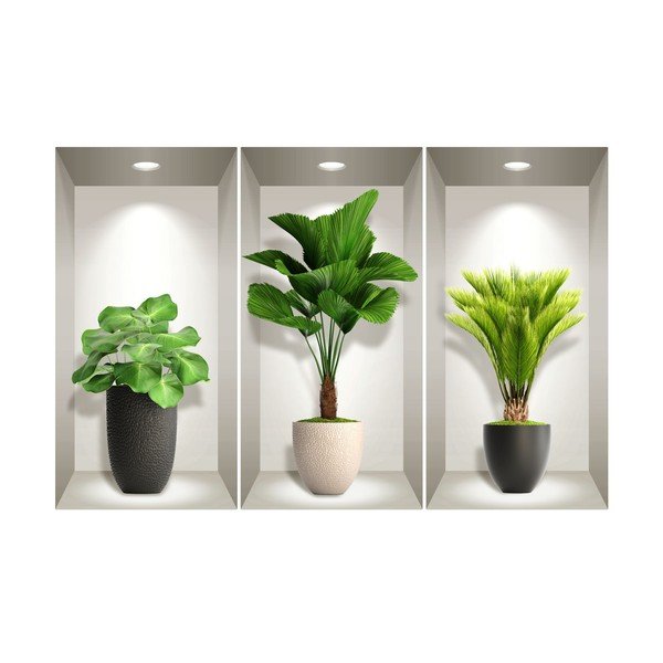 3 3D sienas uzlīmju komplekts Ambiance Tropical Plants-image-2