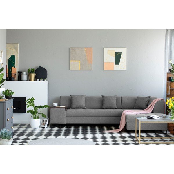 Gaiši pelēks stūra dīvāns ar melnām kājām Cosmopolitan Design Orlando, labais stūris-image-1