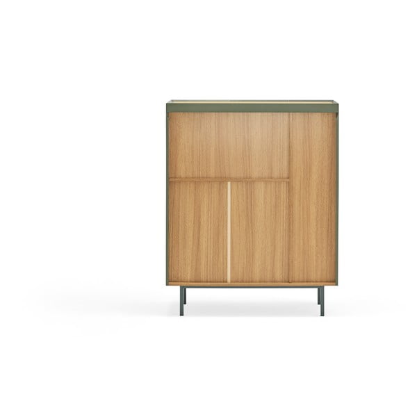 Zaļa augsta kumode ar ozolkoka imitāciju 95x120 cm Arista – Teulat-image-4