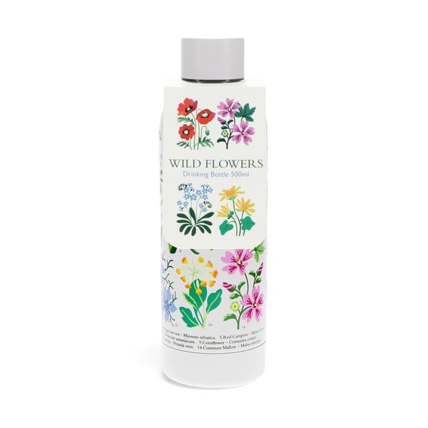 Balta nerūsējošā tērauda pudele 500 ml Wild Flowers – Rex London-image-2