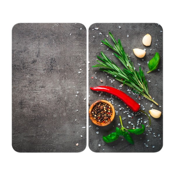 Aizsargplāksnes plītij no rūdīta stikla (2 gab.) 52x30 cm Rosemary – Maximex