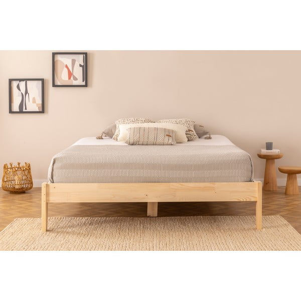 Dabīga toņa egles masīvkoka vienvietīga gulta ar redelēm 90x200 cm Galaksi – Kalune Design-image-3