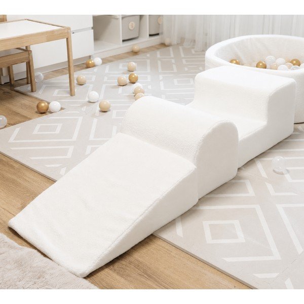 Balts buklē putu rotaļu laukums (3 gab.) augstums 30 cm 45x143 cm – Meowbaby-image-1