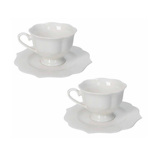 Baltas tasītes (2 gab.) no sintētiskā kaula porcelāna 170 ml Queen – Brandani