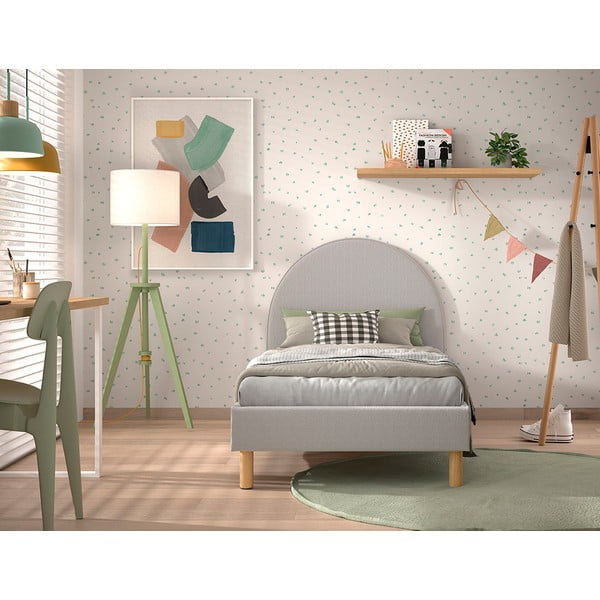 Pelēka polsterēta vienvietīga gulta ar redelēm 90x200 cm MOON – Vipack-image-3