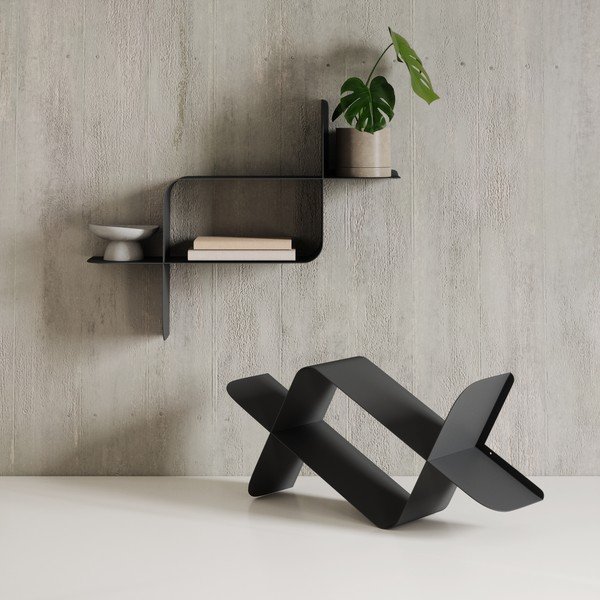 Matēti melni daudzlīmeņu tērauda sienas plaukti (2 gab.) 62 cm Montage – Umbra-image-2