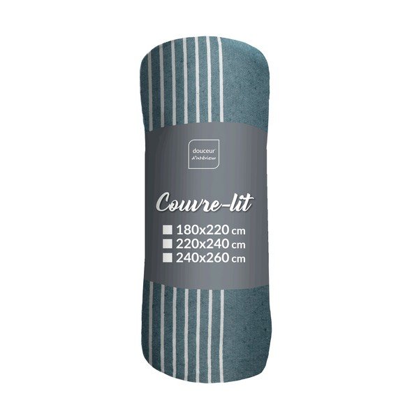 Zils gultas pārklājs 240x260 cm Adele – douceur d'intérieur