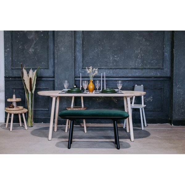 Zaļš samta sols ar melnām kājām EMKO Naïve, 140 cm-image-1