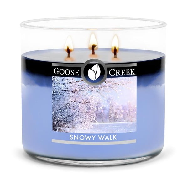 Goose Creek Snowy Walk aromātiskā svece stikla burkā, 35 stundas degšanas laiks