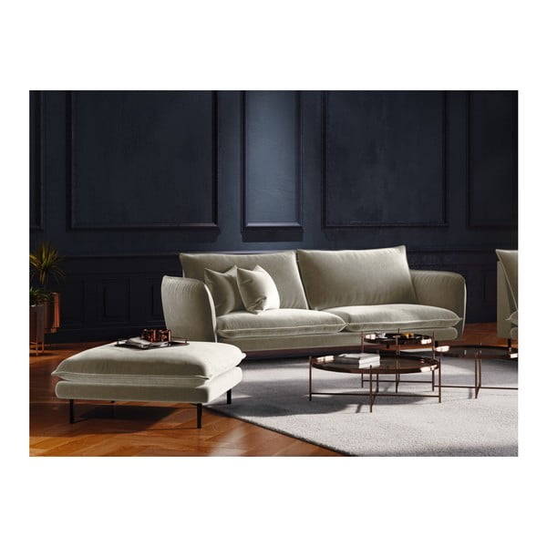 Bēšs samta kāju soliņš Cosmopolitan Design Vienna, 100 x 80 cm-image-3