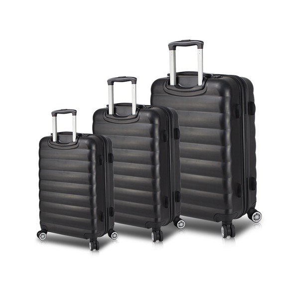 My Valice RESSO Travel 3 melnu rullējošu koferu komplekts ar USB pieslēgvietām