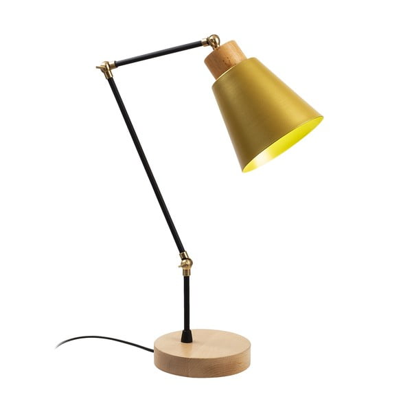Dzeltena/melna galda lampa ar metāla abažūru (augstums 52 cm) Manavgat – Opviq lights