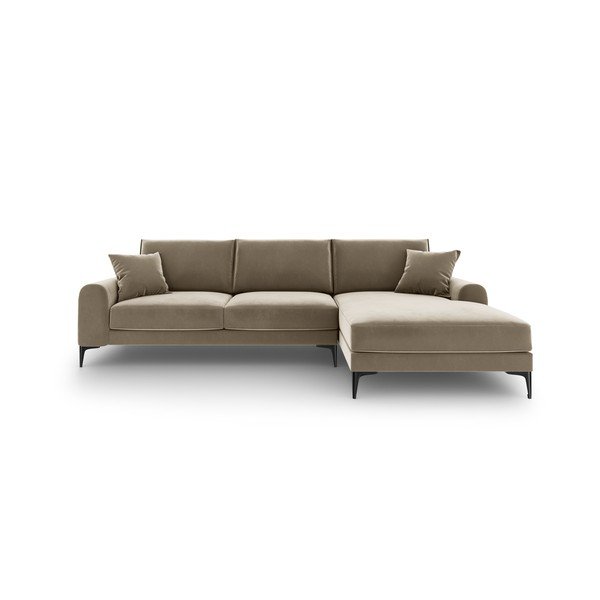 Bēšs samta stūra dīvāns Mazzini Sofas Madara, labais stūris-image-2