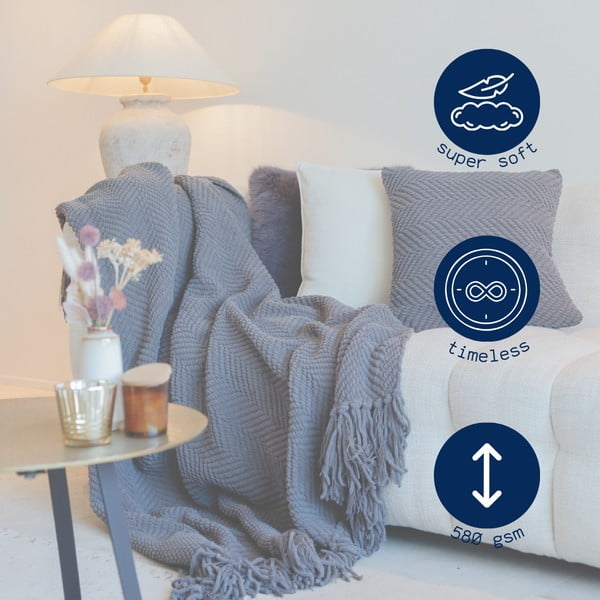 Pelēks pleds no šenila 130x170 cm Renee – Tiseco Home Studio-image-4