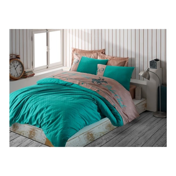 Divvietīga gultasveļa no kokvilnas satīna Smaragd, 200 x 220 cm