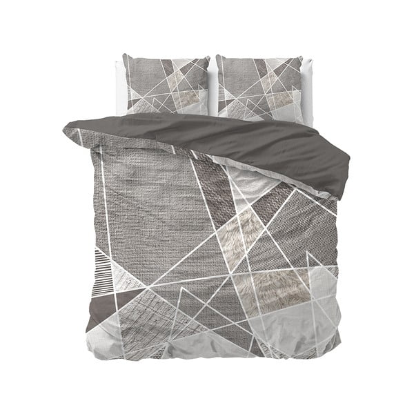 Pelēka un bēša kokvilnas divguļamā gultas veļa Pure Cotton Furtrix, 200 x 200/220 cm