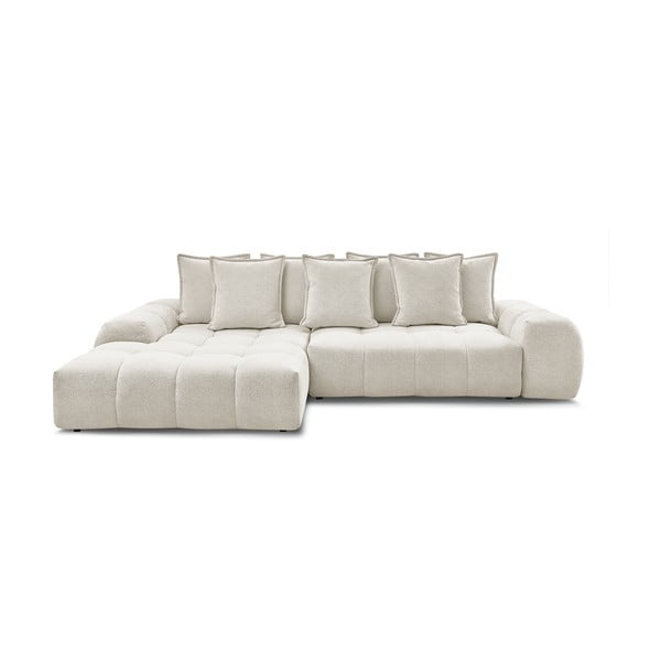 Balts salokāms/ar uzglabāšanas vietu stūra dīvāns no šenila auduma (ar kreiso stūri/ar zvilni) Everest – Bobochic Paris