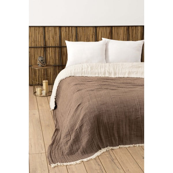 Brūns muslīna gultas pārklājs divguļamai gultai 230x250 cm – Mijolnir