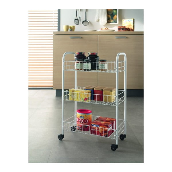 Balts pārvietojams statīvs ar 3 plauktiem Metaltex Siena-image-1