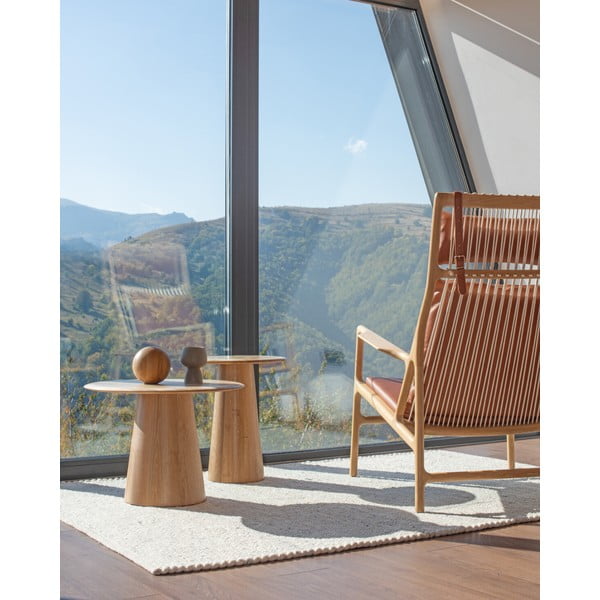 Ozola masīvkoka apaļš sānu galdiņš ø 40 cm Mushroom – Gazzda-image-1