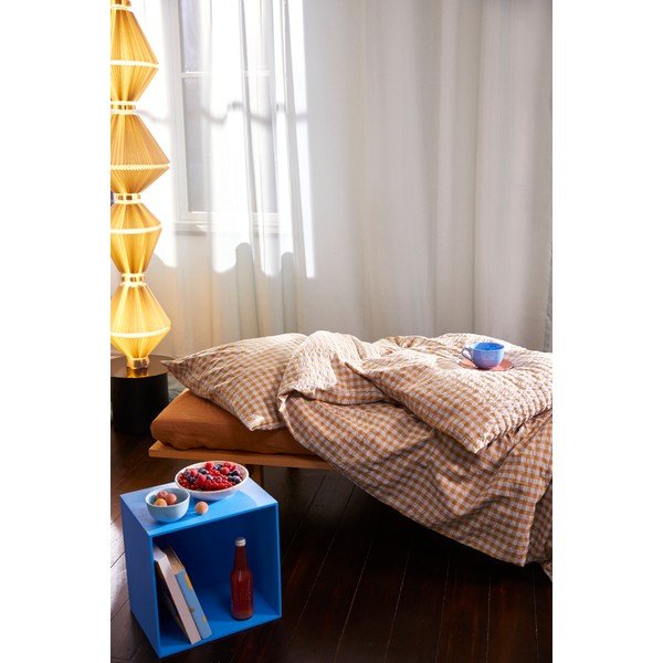 Okera dzeltena/gaiši zila vienvietīga gultas veļa no krepa auduma 140x200 cm Bæk&Bølge – JUNA-image-4