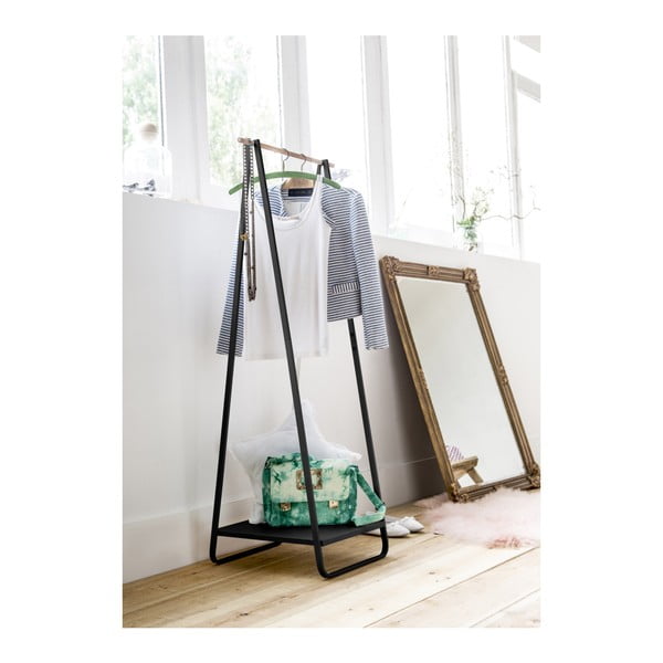 Melns drēbju pakaramais ar plauktu Compactor Portant Blanc-image-1