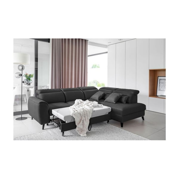 Tumši pelēks samta salokāms/ar uzglabāšanas vietu stūra dīvāns (ar labo stūri/L veida) Noble – ELTAP-image-4