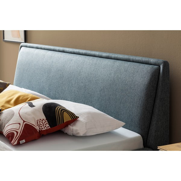 Zaļa/zila polsterēta divvietīga gulta ar veļas kasti ar redelēm 180x200 cm Frieda – Meise Möbel-image-4